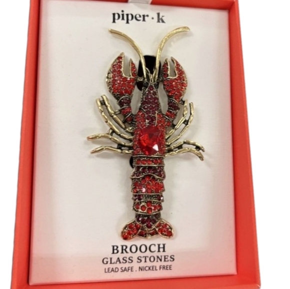 🦞 🔹️Piper K 🔹️Lobster Red Rhinestome Detailed Brooch - Picture 1 of 2